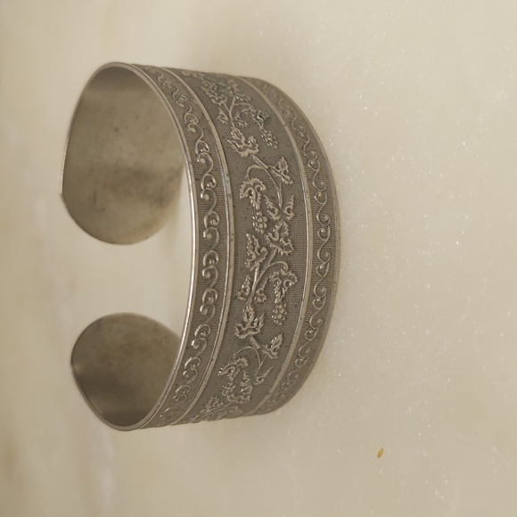 BOGO! Silver Tone Scroll Stamped Cuff Bracelet - Picture 5 of 11
